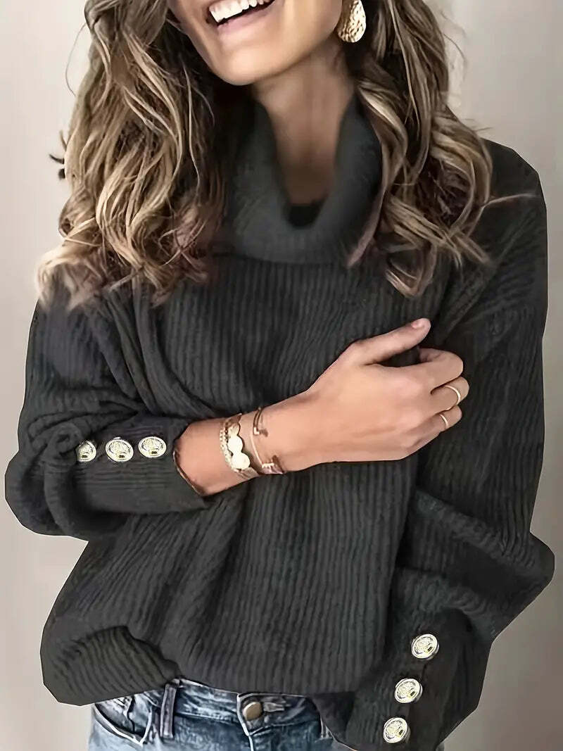 Women’s Ribbed Cowl Neck Sweater for Winter Warmth 3