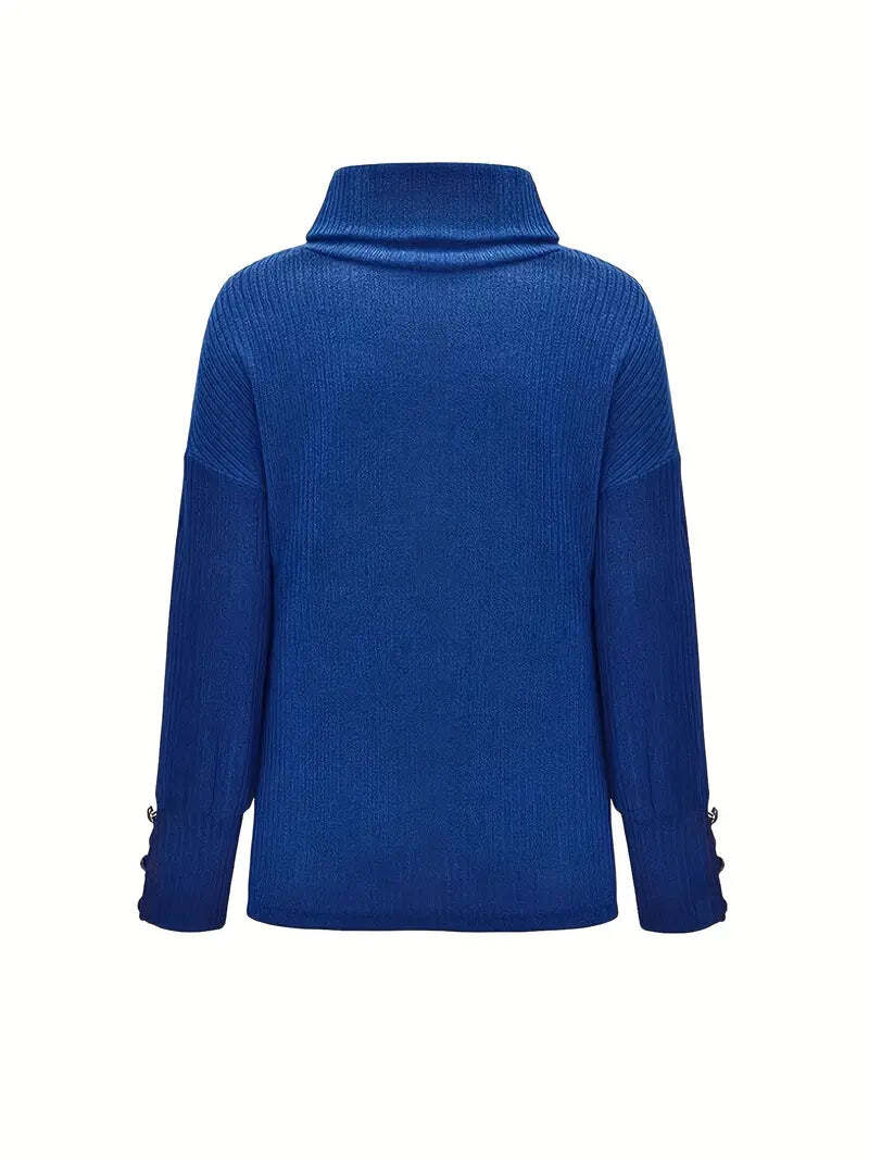 Women’s Ribbed Cowl Neck Sweater for Winter Warmth 8