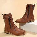 Women's Side-Zip Combat Boots with Rugged Sole and Durable Construction 0