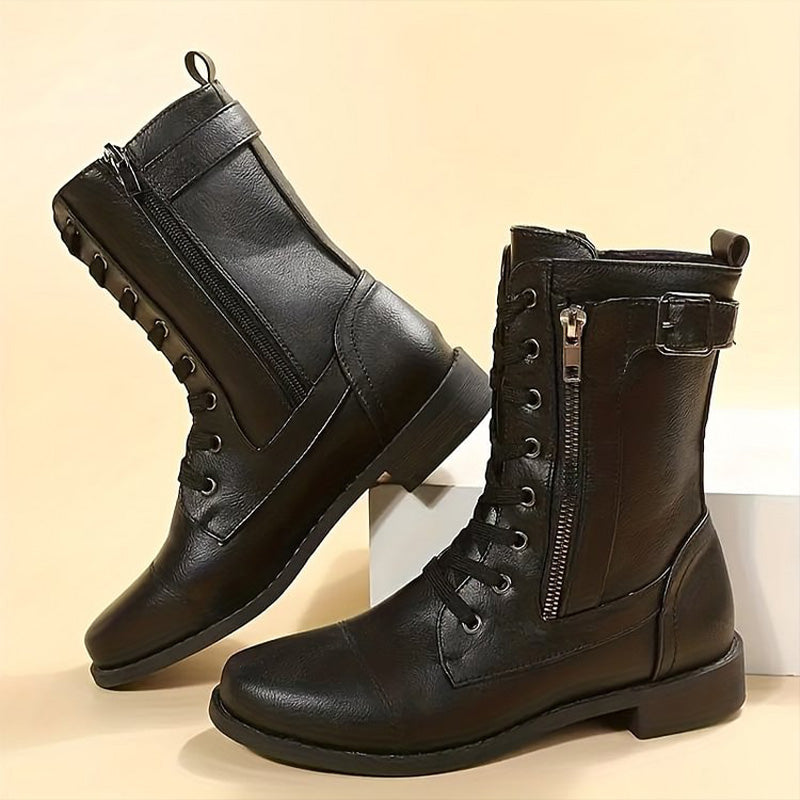 Women's Side-Zip Combat Boots with Rugged Sole and Durable Construction 3