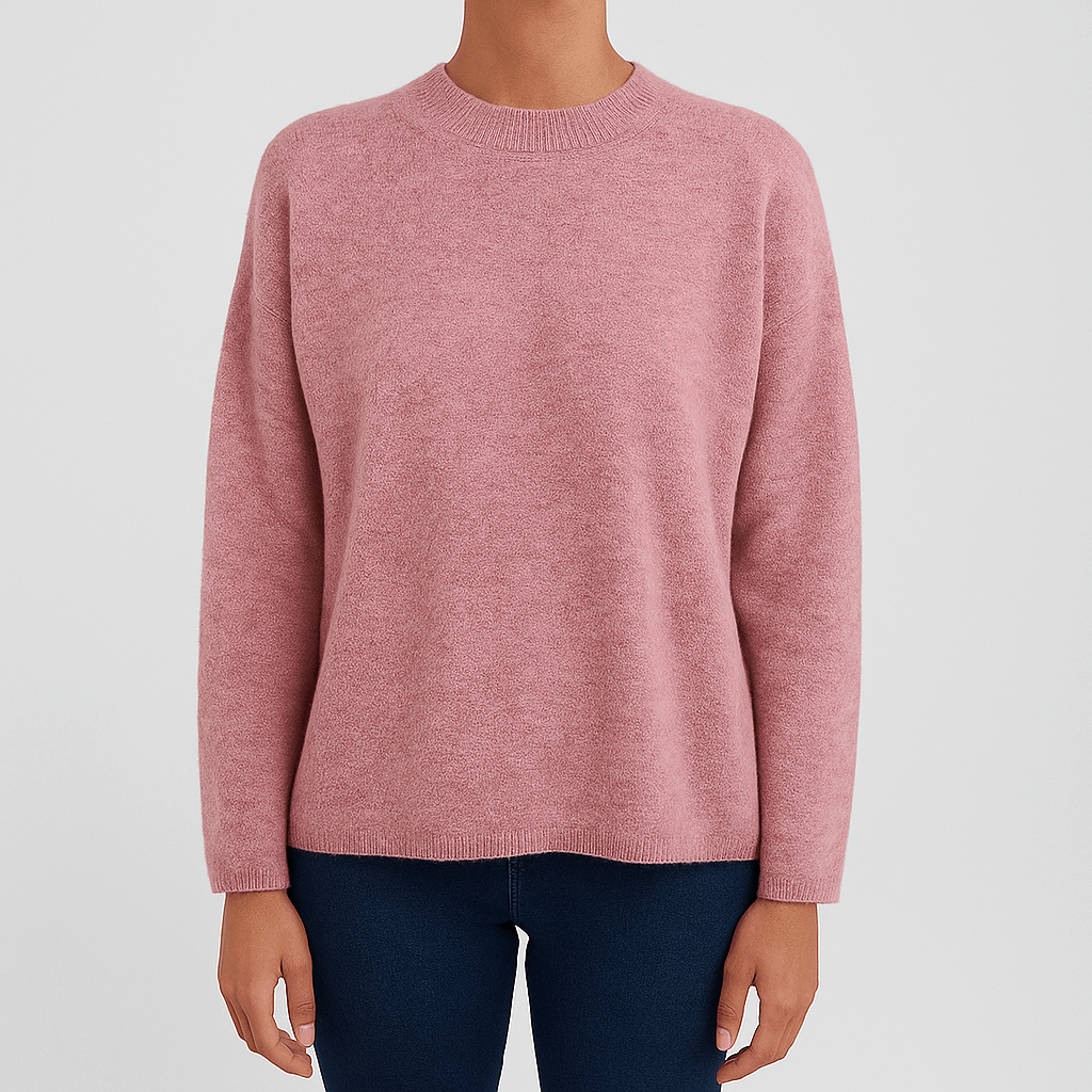 Women’s Soft Round Neck Pullover Sweater with Relaxed Fit 0