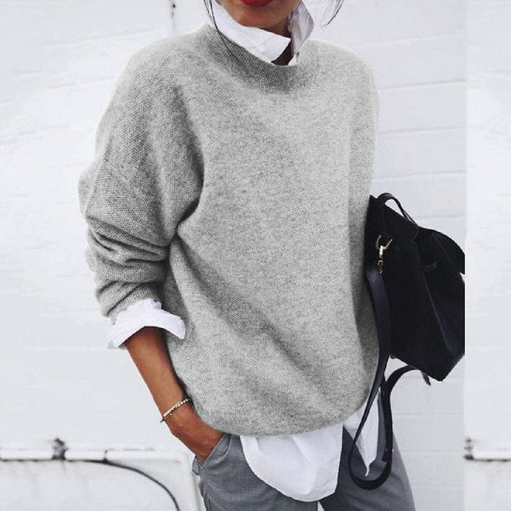 Women’s Soft Round Neck Pullover Sweater with Relaxed Fit 2