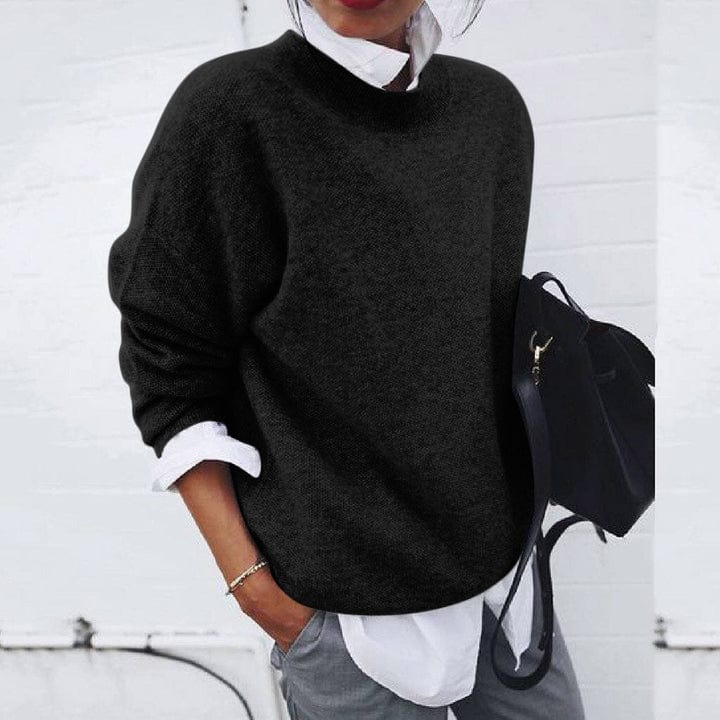 Women’s Soft Round Neck Pullover Sweater with Relaxed Fit 3