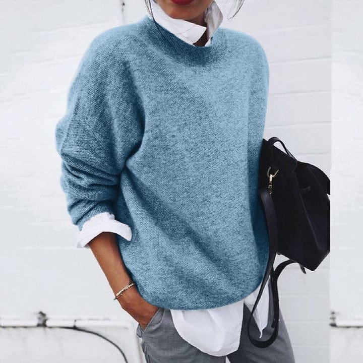 Women’s Soft Round Neck Pullover Sweater with Relaxed Fit 4