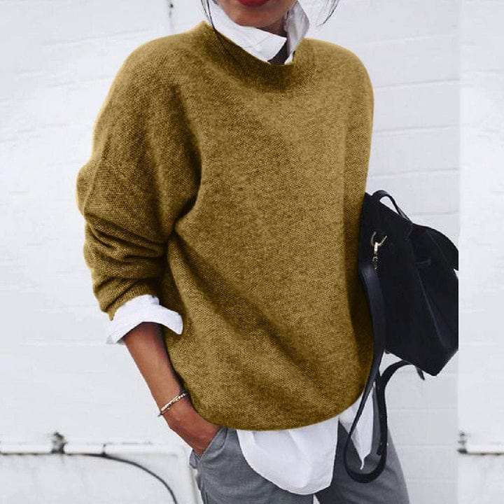 Women’s Soft Round Neck Pullover Sweater with Relaxed Fit 5