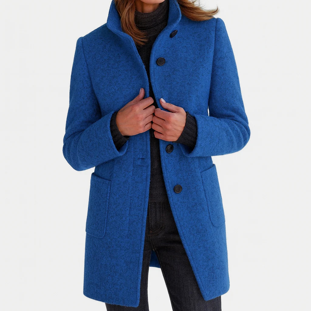Women's Straight Fit Coat with Stand-Up Collar and Lightweight Lining 1