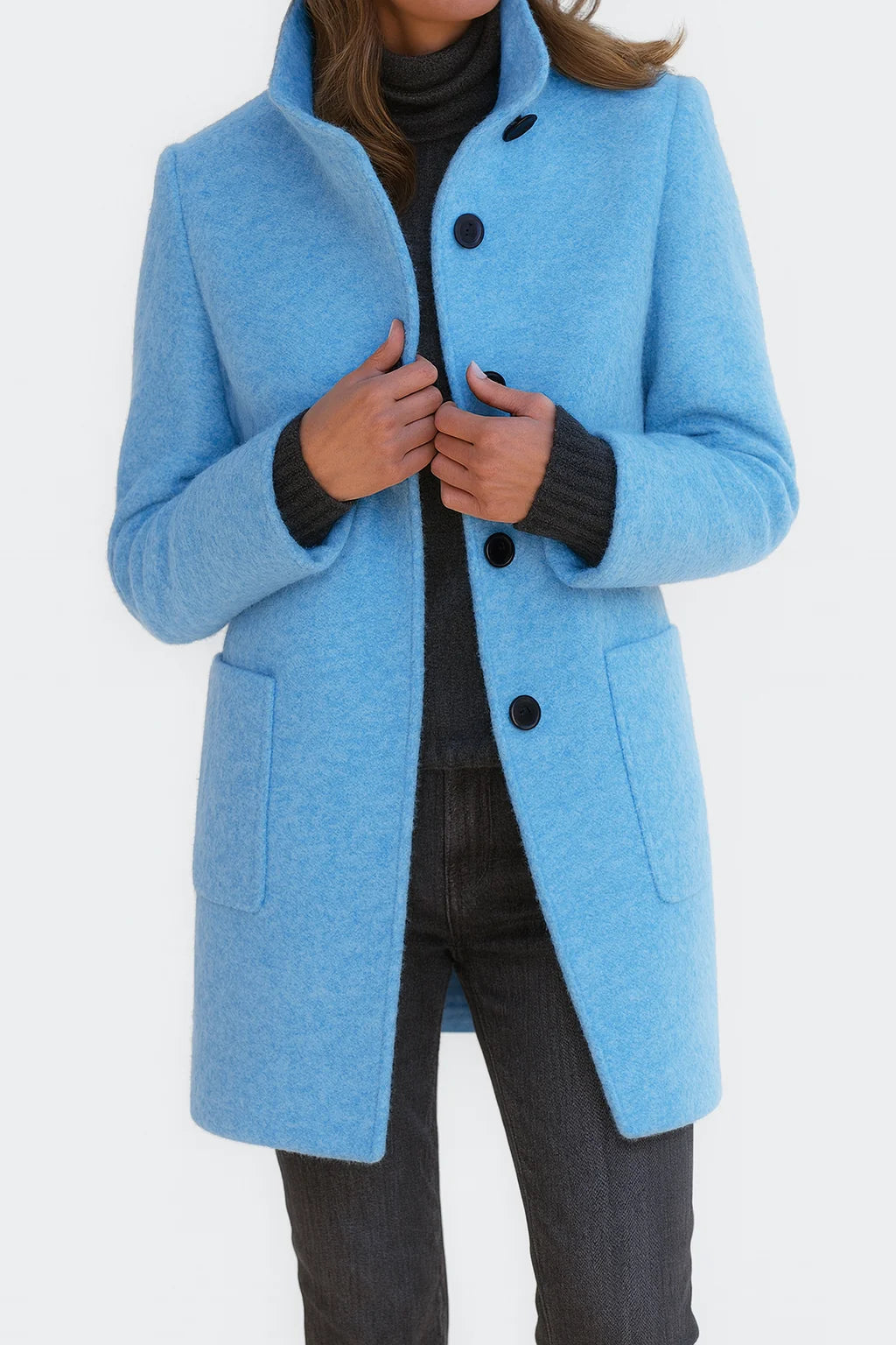 Women's Straight Fit Coat with Stand-Up Collar and Lightweight Lining 10