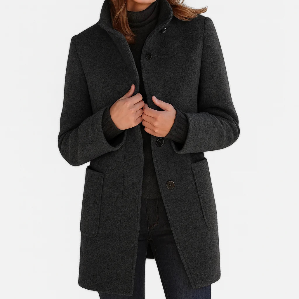 Women's Straight Fit Coat with Stand-Up Collar and Lightweight Lining 2