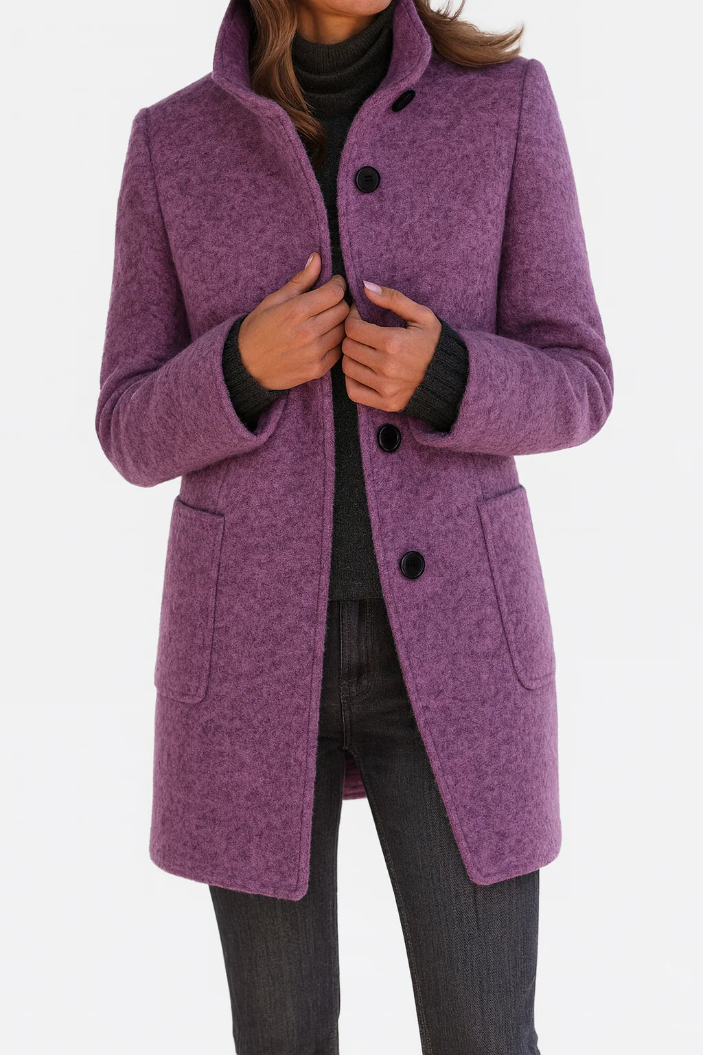 Women's Straight Fit Coat with Stand-Up Collar and Lightweight Lining 4