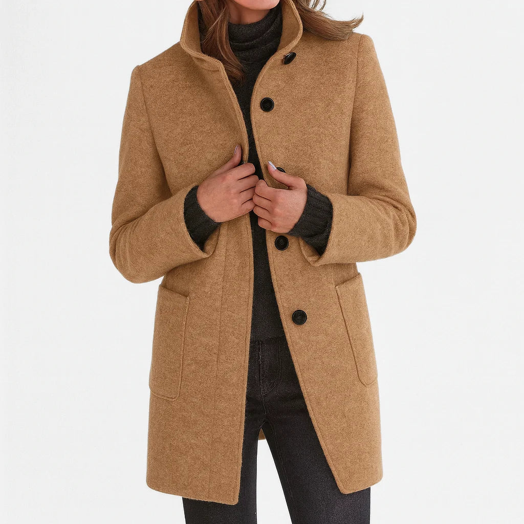 Women's Straight Fit Coat with Stand-Up Collar and Lightweight Lining 6