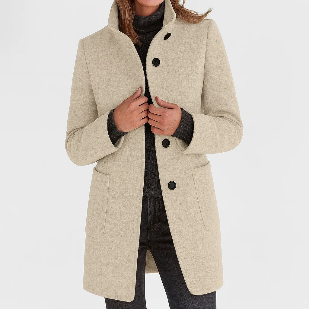 Women's Straight Fit Coat with Stand-Up Collar and Lightweight Lining 8