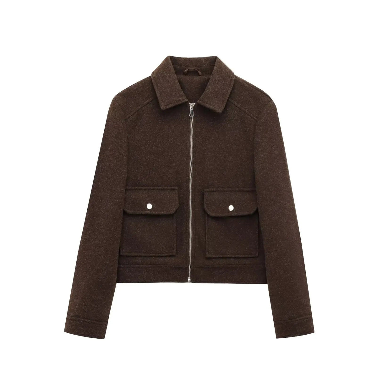 Women’s Tailored Wool Bomber Jacket with Zipper Closure 0