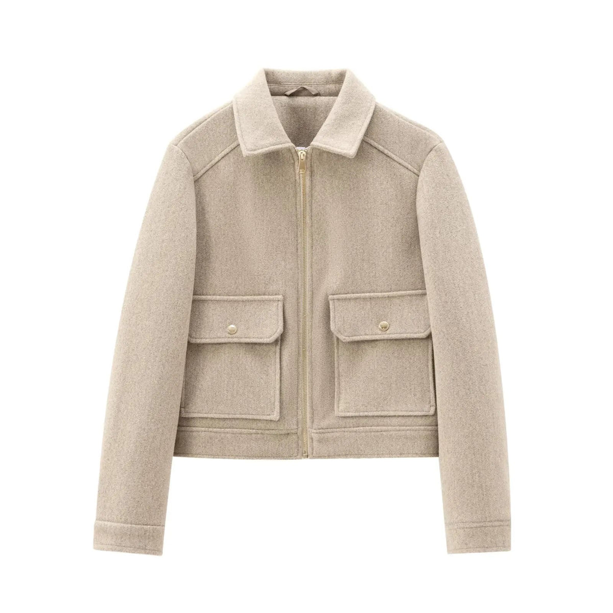 Women’s Tailored Wool Bomber Jacket with Zipper Closure 3