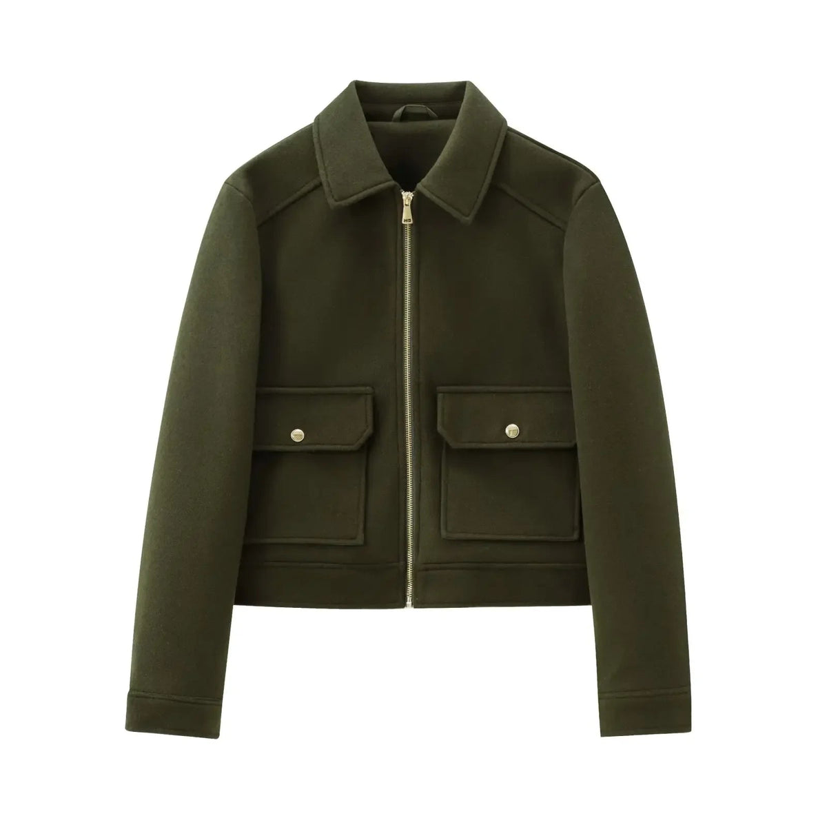 Women’s Tailored Wool Bomber Jacket with Zipper Closure 6