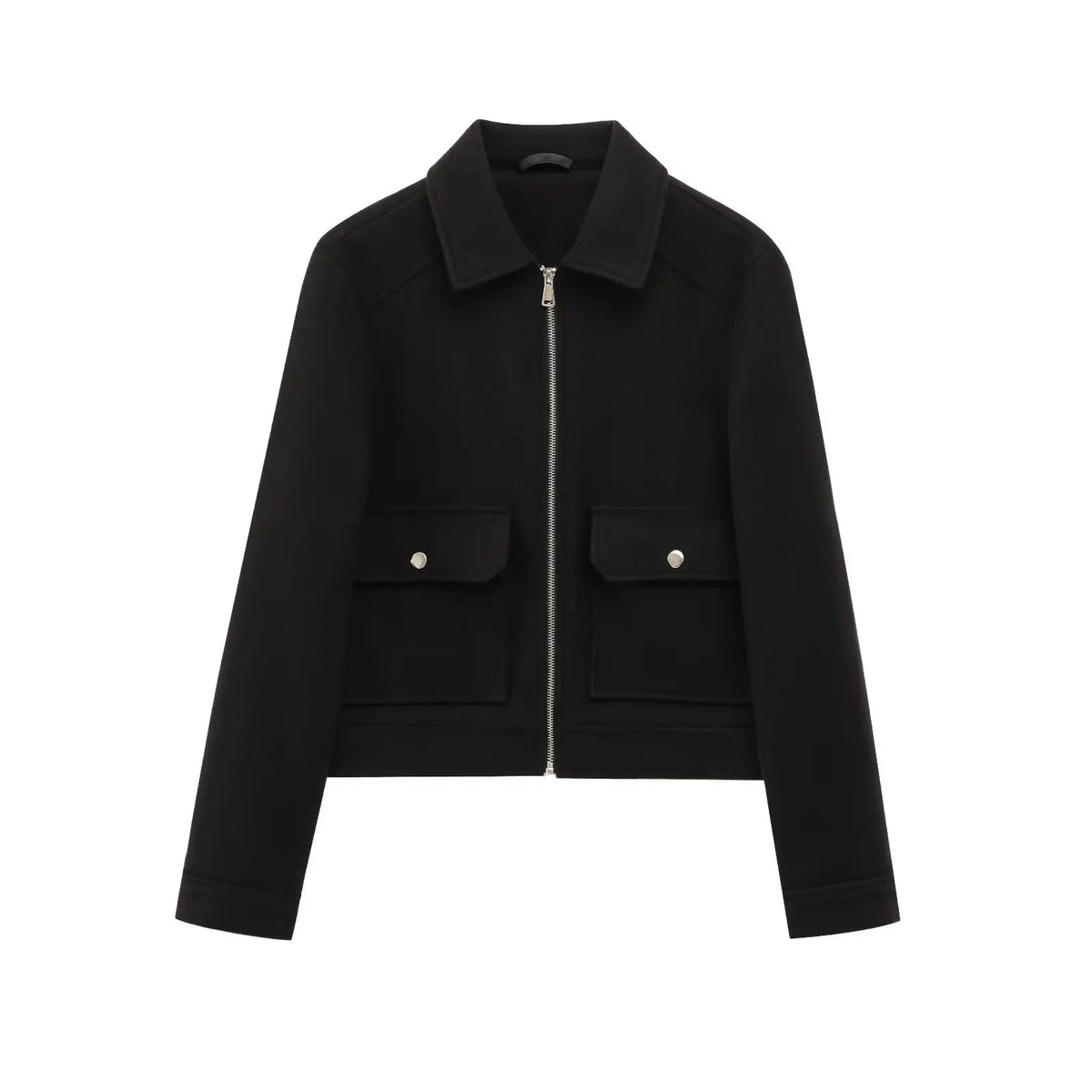 Women’s Tailored Wool Bomber Jacket with Zipper Closure 8