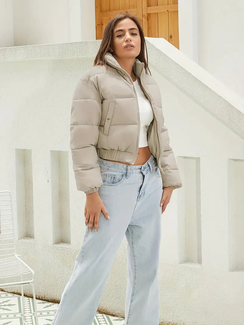 Women’s Winter Puffer Jacket with Zipper and Insulation 5