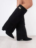 Women's Winter Zip-Up Slouchy High Heel Boots 0