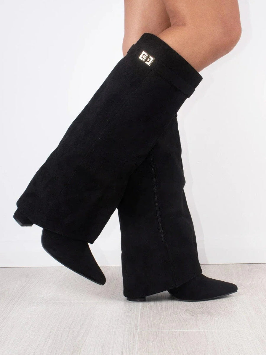 Women's Winter Zip-Up Slouchy High Heel Boots 0