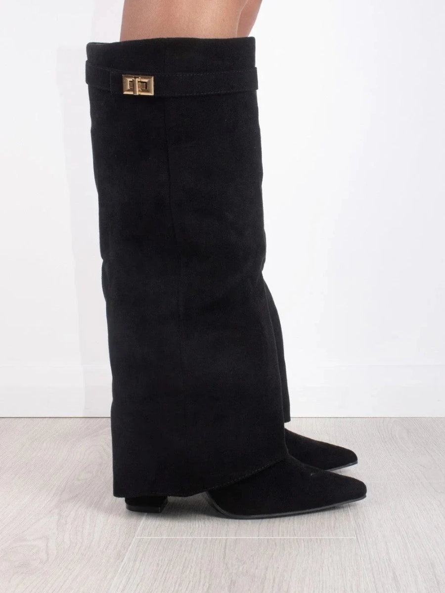Women's Winter Zip-Up Slouchy High Heel Boots 1