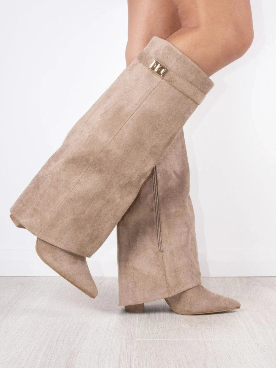 Women's Winter Zip-Up Slouchy High Heel Boots 3