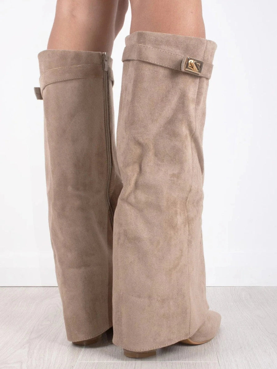Women's Winter Zip-Up Slouchy High Heel Boots 5