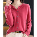 Women's Wool Knit Cardigan with Button Front 0