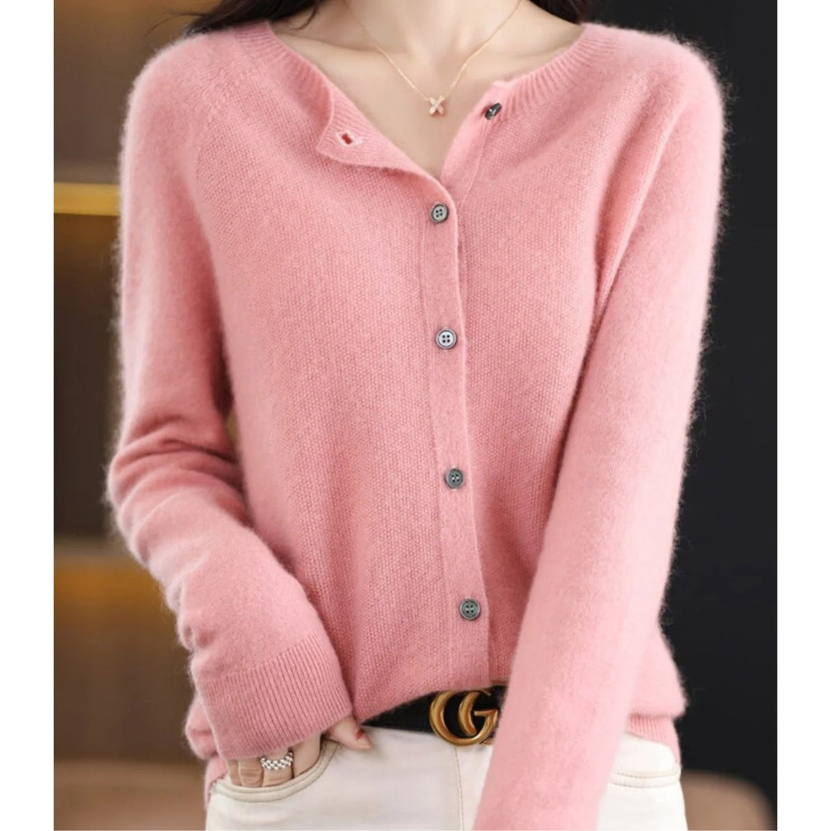 Women's Wool Knit Cardigan with Button Front 1