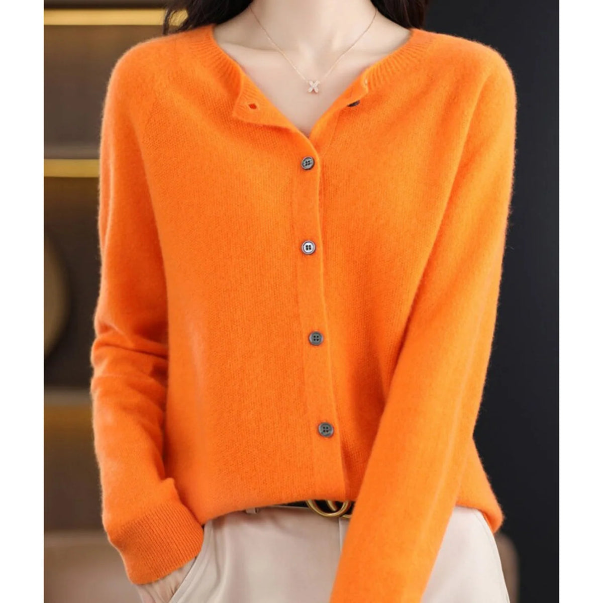 Women's Wool Knit Cardigan with Button Front 5