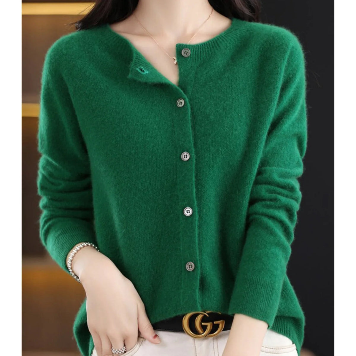Women's Wool Knit Cardigan with Button Front 7