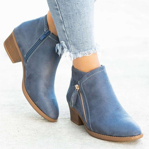 Women’s Zip-Up Black Ankle Boots with Cushioned Insole 2