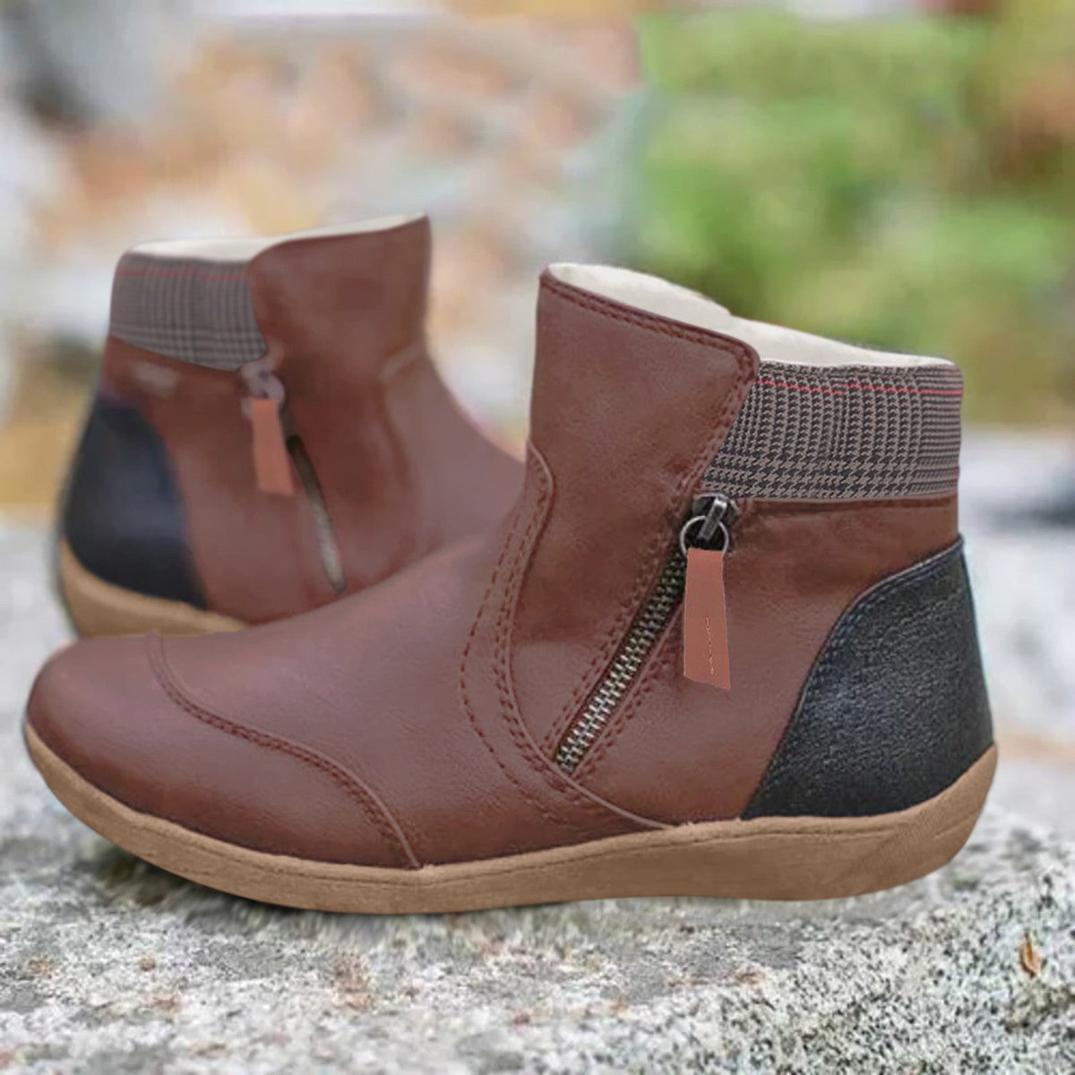 Women’s Zip-Up Black Ankle Boots with Leather Finish for Everyday Wear 2
