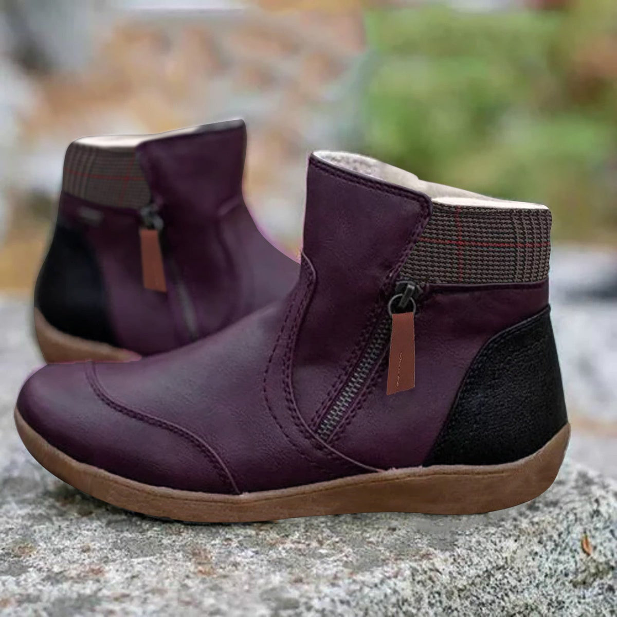 Women’s Zip-Up Black Ankle Boots with Leather Finish for Everyday Wear 3