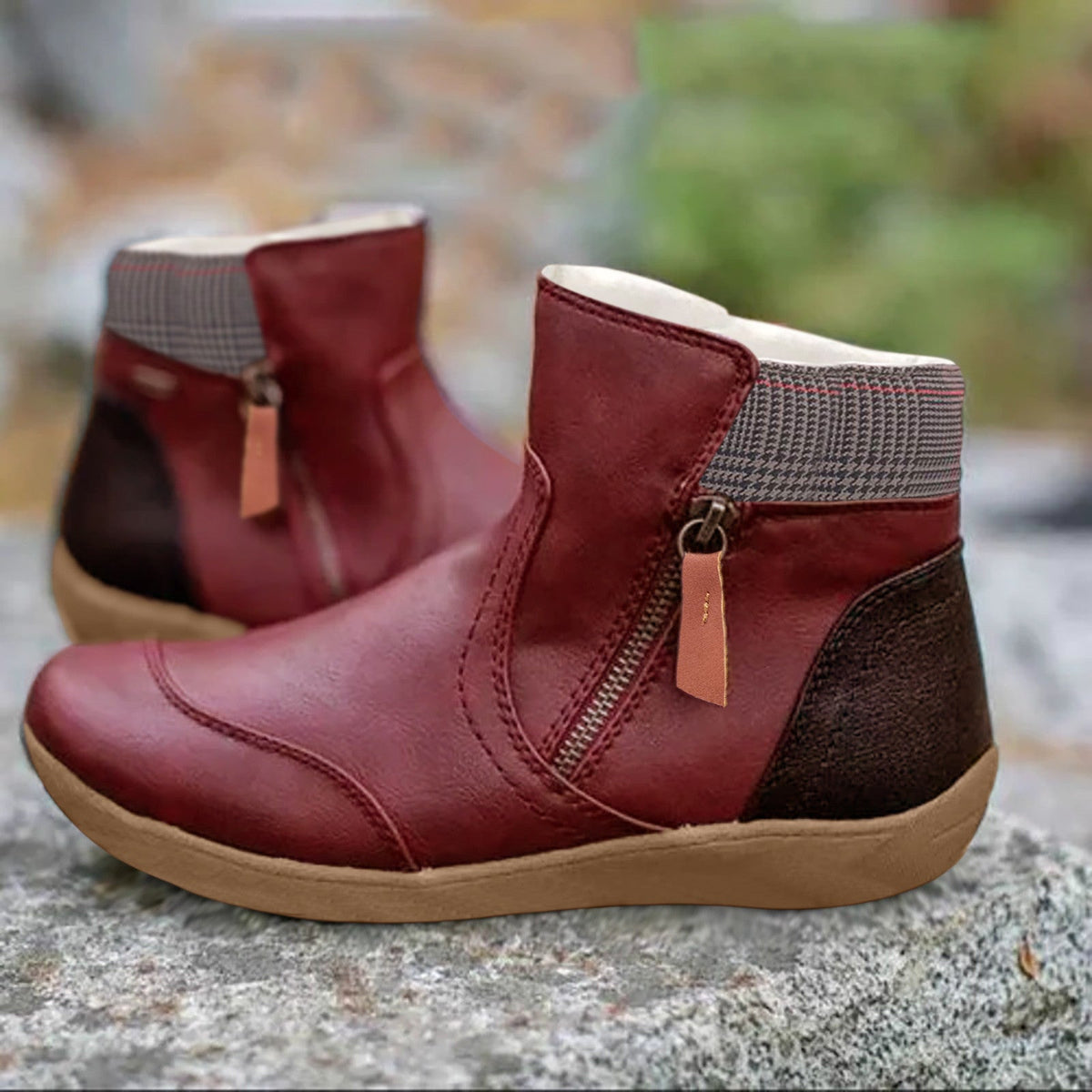 Women’s Zip-Up Black Ankle Boots with Leather Finish for Everyday Wear 4