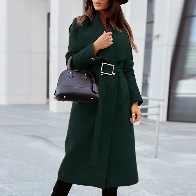 Wool-Effect Trench Coat with Waist Belt for Winter 6