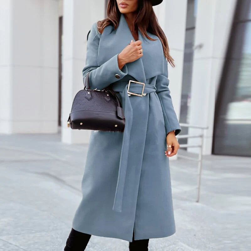 Wool-Effect Trench Coat with Waist Belt for Winter 7