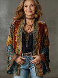 Printed Velvet Kimono Jacket