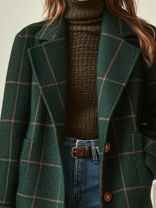 Green Check Tweed Coat