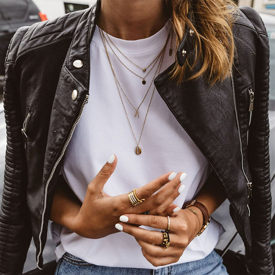 Padded Leather-Look Biker Jacket