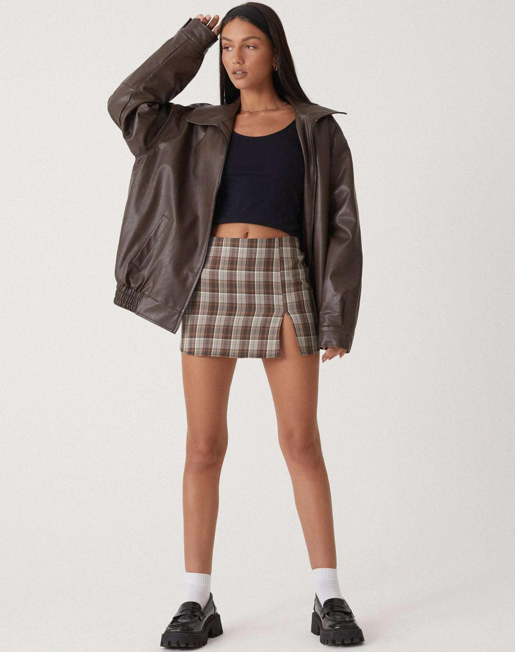 Oversized Leather-Look Bomber Jacket