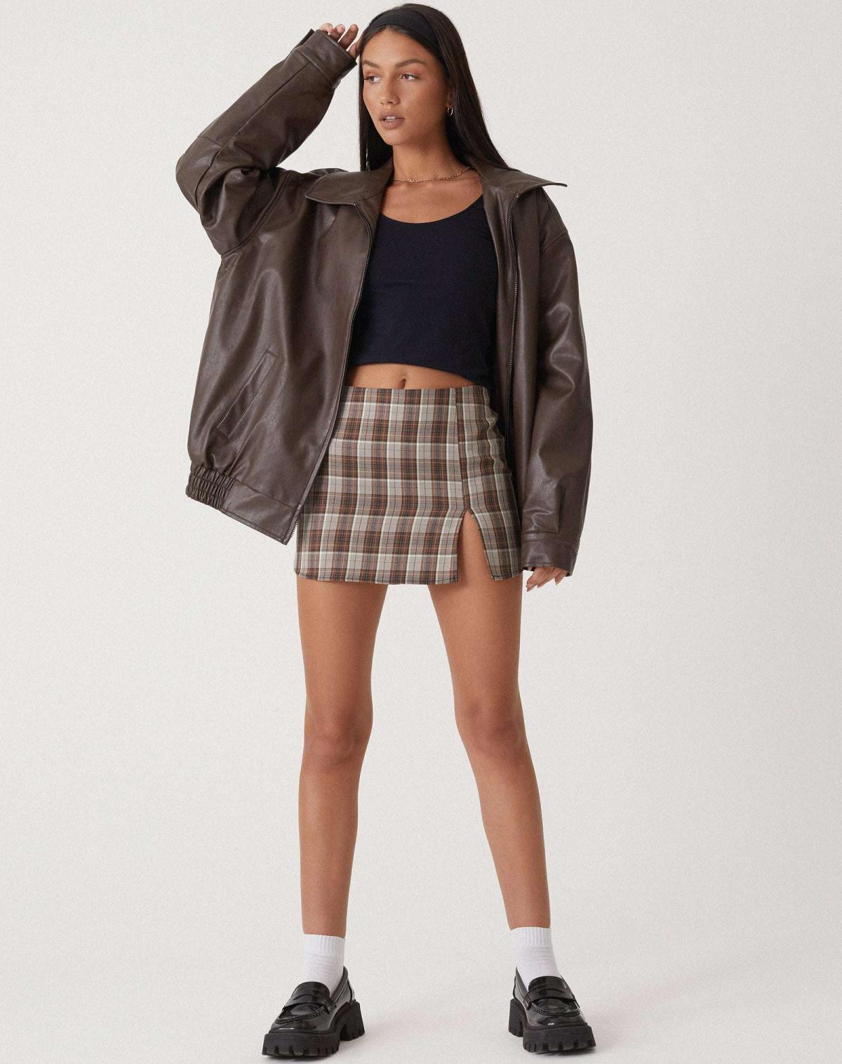 Oversized Leather-Look Bomber Jacket
