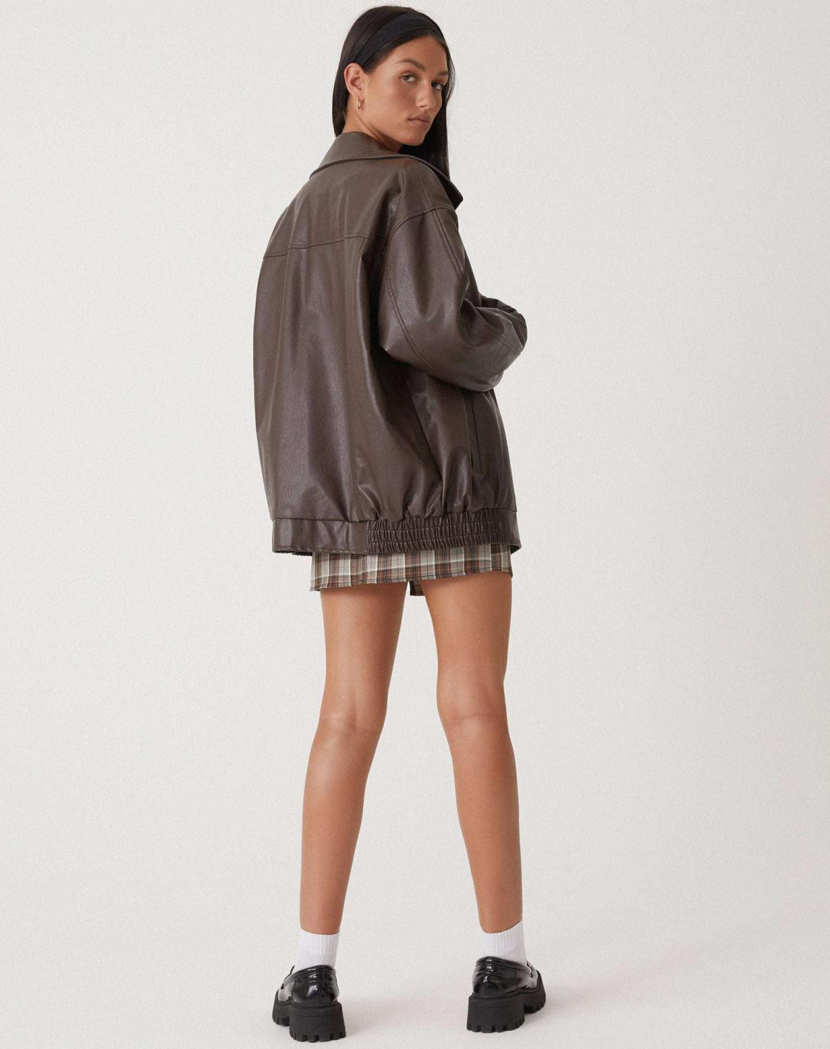 Oversized Leather-Look Bomber Jacket